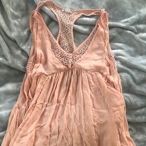 Flowy pink open back top
